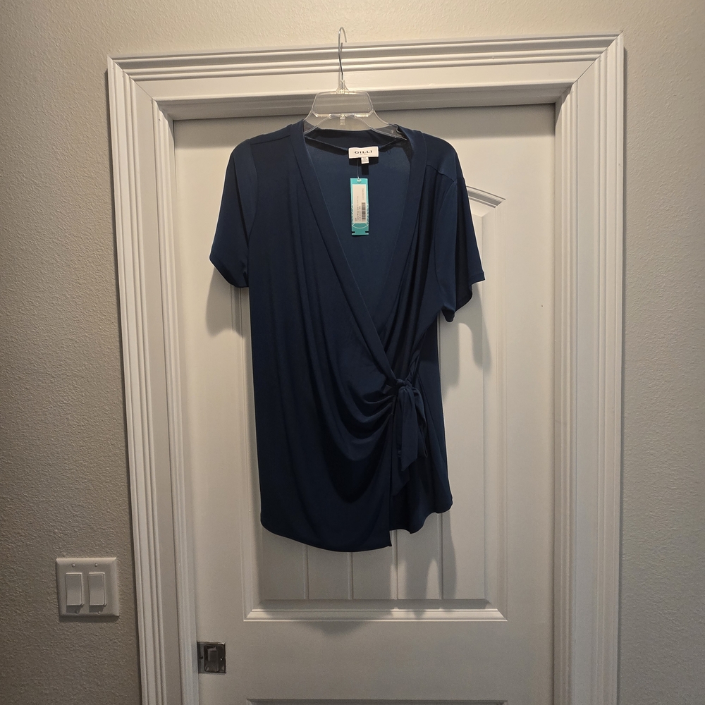 Gilli Deep Blue Wrap Blouse